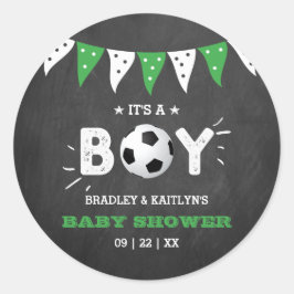 Das ist ein Junge! Fußball-Kinderdusche Runder Aufkleber