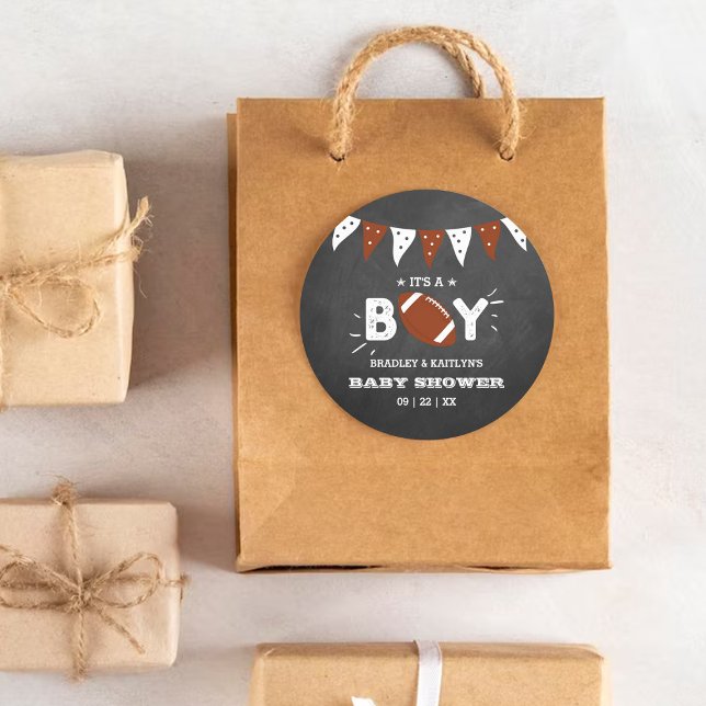 Das ist ein Junge! Fußball-Kinderdusche Runder Aufkleber (Von Creator hochgeladen)