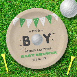 Das ist ein Junge! Golf Themed Co-Babydusche Pappteller