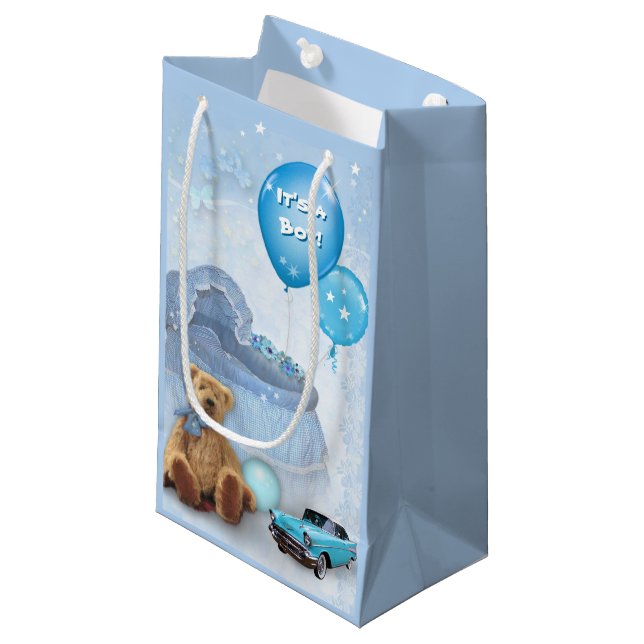 Das ist ein Junge! Kleine Geschenktüte (Vorderseite Schrägansicht)