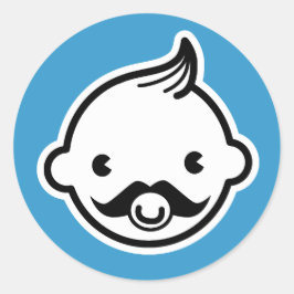 Das ist ein Junge! Little Man Mustache Blue Sticke Runder Aufkleber