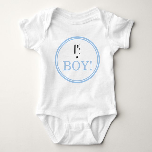 Das ist ein Junge! Moderne Blue Baby Gender Reveal Baby Strampler (Vorderseite)