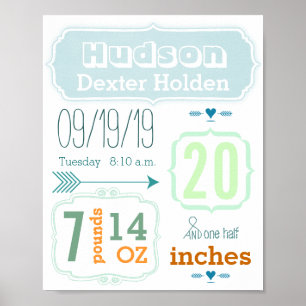 Das ist ein Junge! Neues Baby Stats Niedlich Arrow Poster