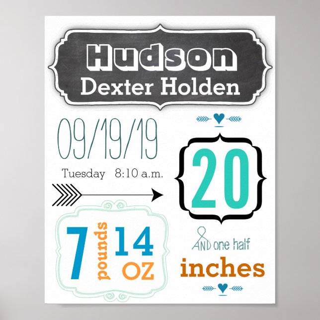 Das ist ein Junge! Neues Baby Stats Niedlich Arrow Poster (Vorne)