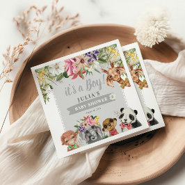 Das ist ein Junge! Niedlich Safari Animals Baby Du Serviette