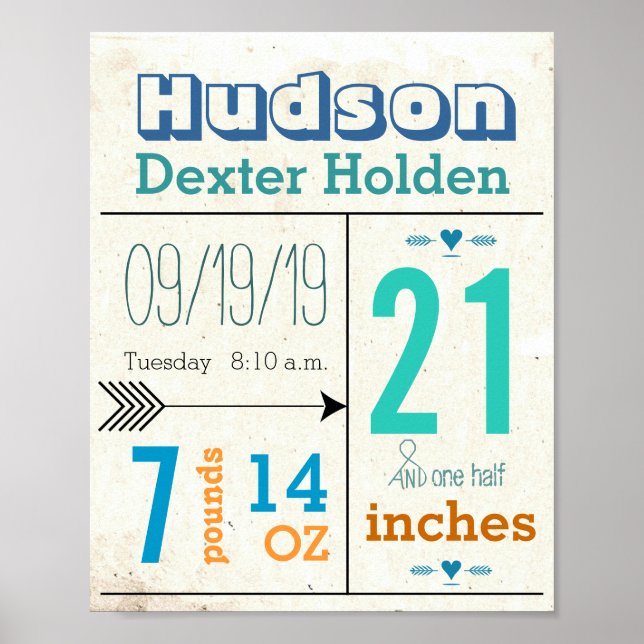 Das ist ein Junge! Niedlicher Pfeil für neue Babys Poster (Vorne)