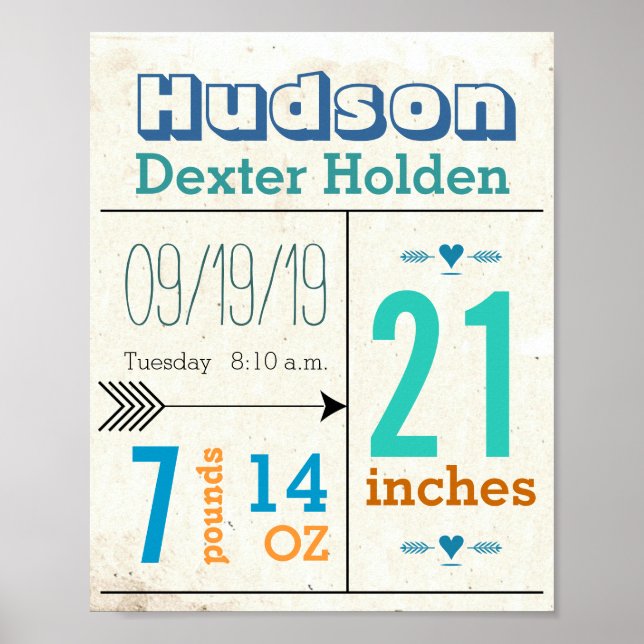 Das ist ein Junge! Niedlicher Pfeil für neue Babys Poster (Vorne)