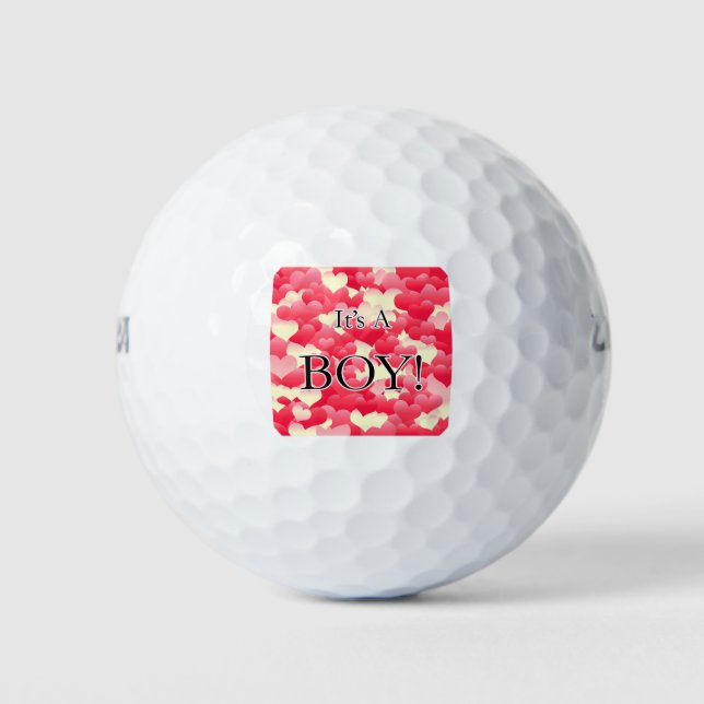 Das ist ein Junge! Rote Herzen Golfball (Vorderseite)