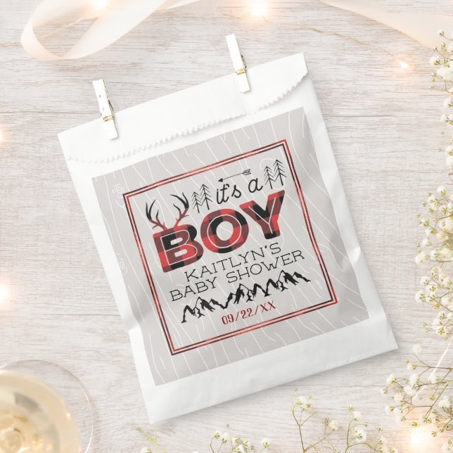 Das ist ein Junge! Rustikale Karierte Lumberjack B Geschenktütchen (Ausgeschnitten)