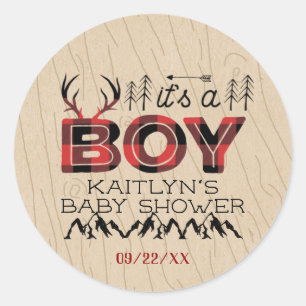 Das ist ein Junge! Rustikale Karierte Lumberjack B Runder Aufkleber