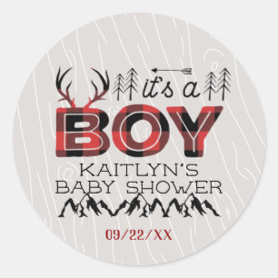 Das ist ein Junge! Rustikale Karierte Lumberjack B Runder Aufkleber