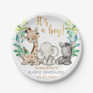 Das ist ein Junge! Safari Baby-Duschplatte Pappteller