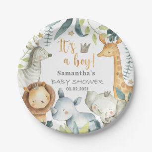 Das ist ein Junge! Safari Baby Shower Plate Pappteller
