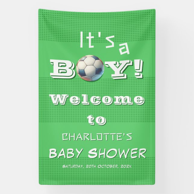 Das ist ein Junge! Sport Football Baby Dusche Banner (Vertikal)