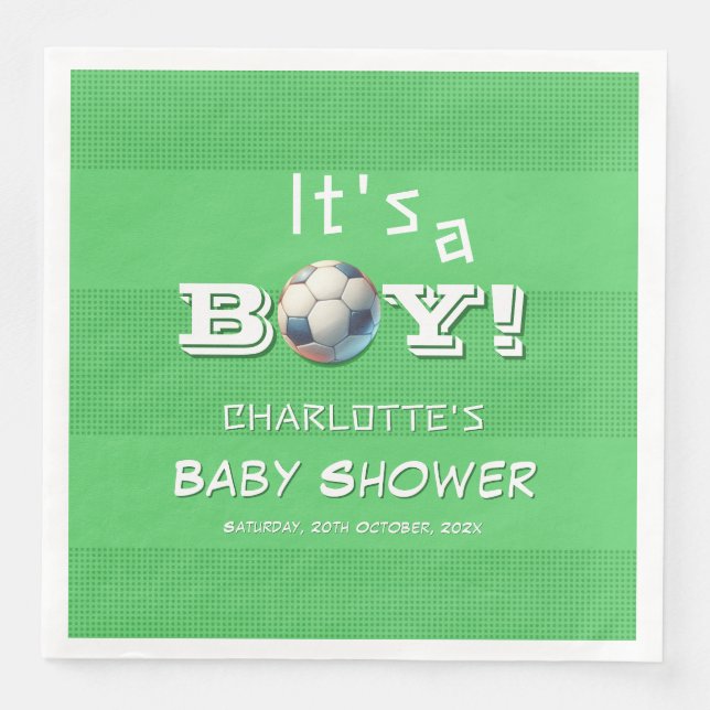 Das ist ein Junge! Sport Football Baby Dusche Serviette (Vorderseite)