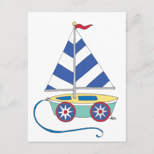 Das ist ein Junge! Toy Sailboat Postcard Postkarte