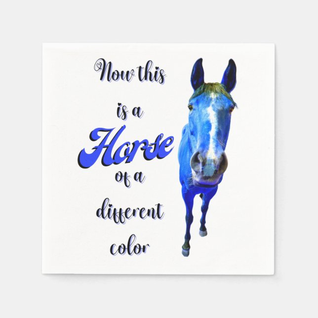Das ist ein Pferd mit einer anderen Farbe in Blau Serviette (Vorderseite)