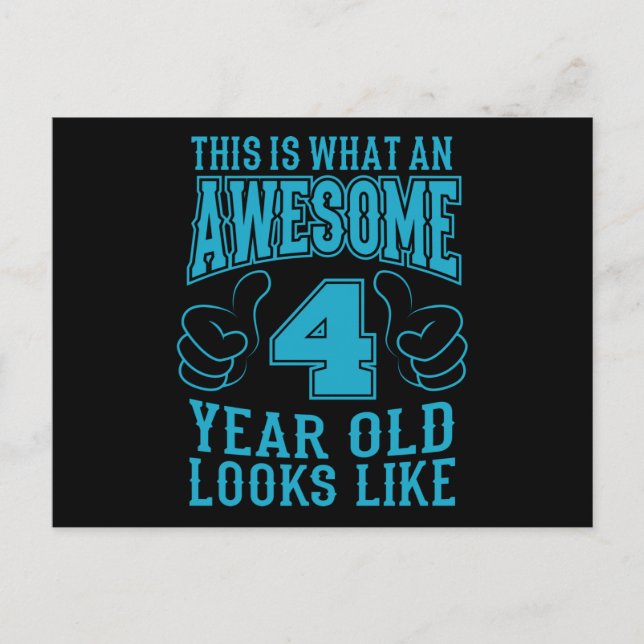 DAS IST EIN PHANTASTISCHER 4 JAHRE ALTER 4. Geburt Postkarte (Vorderseite)