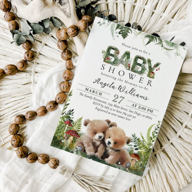 Das ist ein Twins Adventure Woodland Bears Baby Du Einladung (Von Creator hochgeladen)