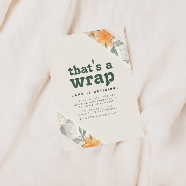 Das ist ein Wrap Floral Rente Party Einladung (Von Creator hochgeladen)