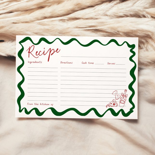 Das ist eine eher italienische Brautparty-Rezept-K Einladung (That's amore italian bridal shower recipe card with pizza theme and wavy border)