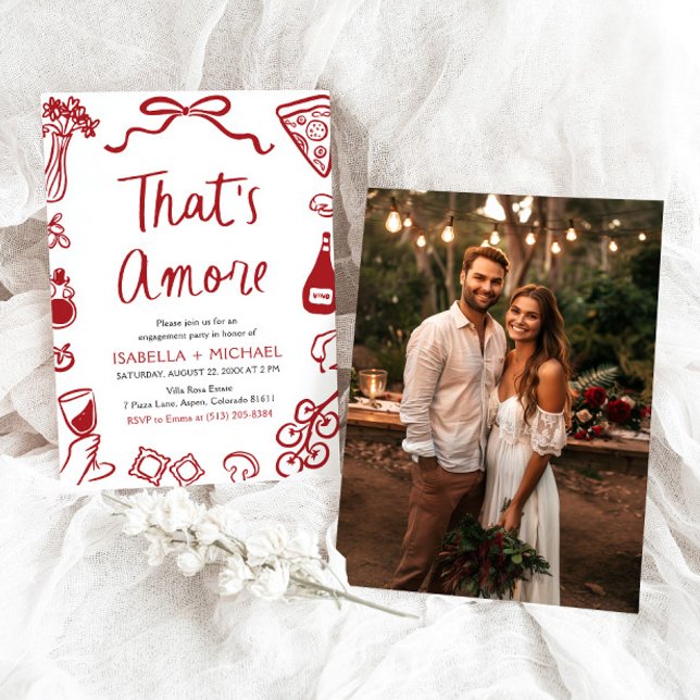 Das ist eine eher skurrile italienische Engagement Einladung (Watercolor That's Amore Whimsical Italian Engagement Party Invitation)