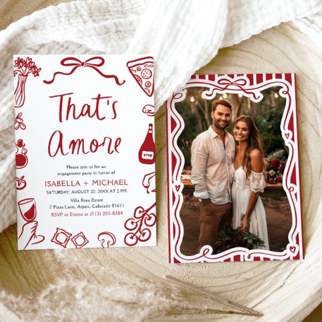Das ist eine eher skurrile italienische Engagement Einladung (Watercolor That's Amore Whimsical Italian Engagement Party Invitation)