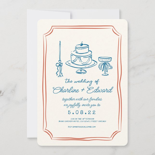 Das ist eine Funky Zeichnend Hochzeit mit Handschr Einladung (Vorderseite)