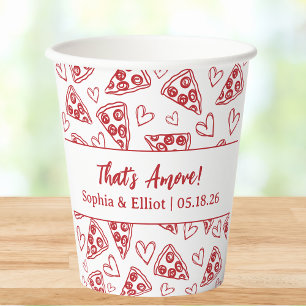 Das ist eine handgezogene Pizza Party Chic Wedding Pappbecher