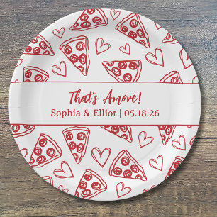 Das ist eine handgezogene Pizza Party Chic Wedding Pappteller