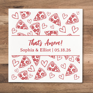Das ist eine handgezogene Pizza Party Chic Wedding Serviette