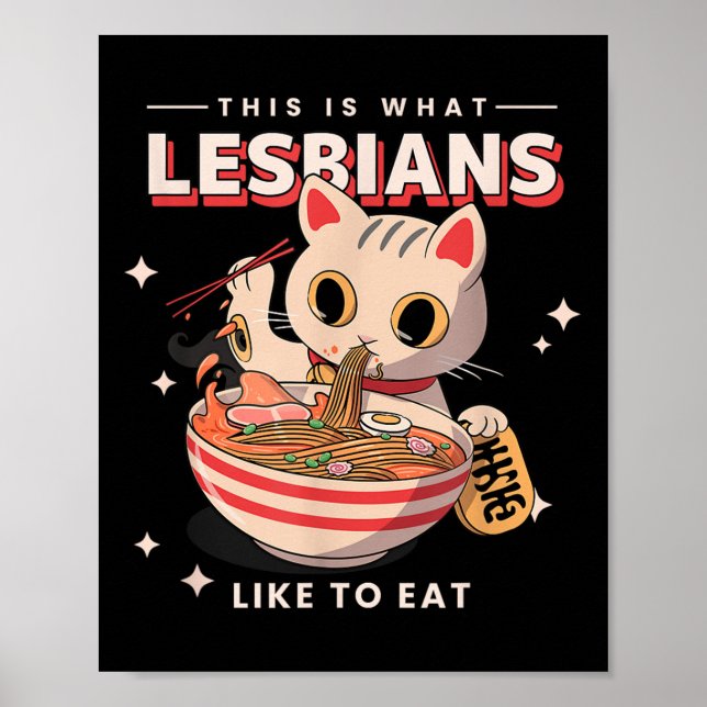 Das ist es, was Lesben gerne essen - Funny Cat Gra Poster (Vorne)