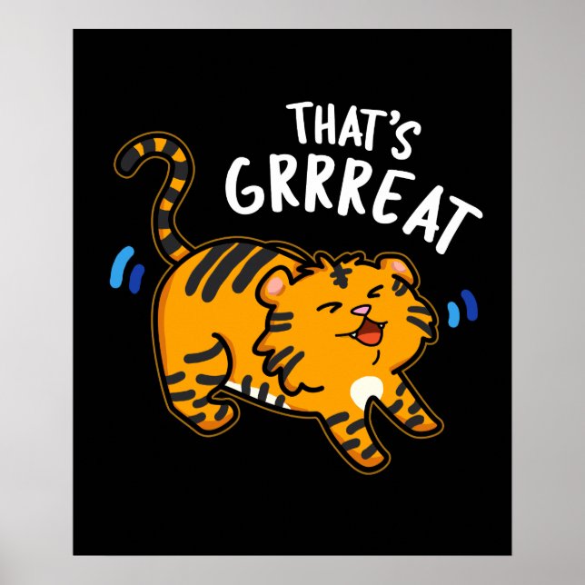 Das ist Großer Funny Tiger Growl Pun Dark BG Poster (Vorne)