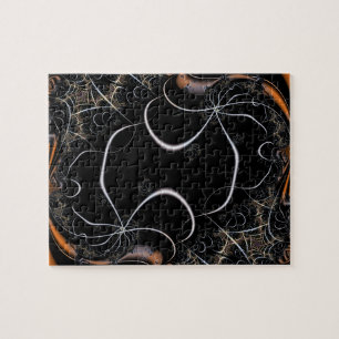Das ist Halloween Schwarz und Orange Fraktal Art Puzzle