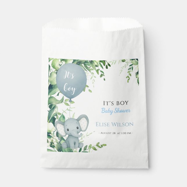 Das ist Junge! Niedliches kleines Elefantenbaby mi Geschenktütchen (Vorderseite)