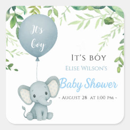 Das ist Junge! Niedliches kleines Elefantenbaby mi Quadratischer Aufkleber