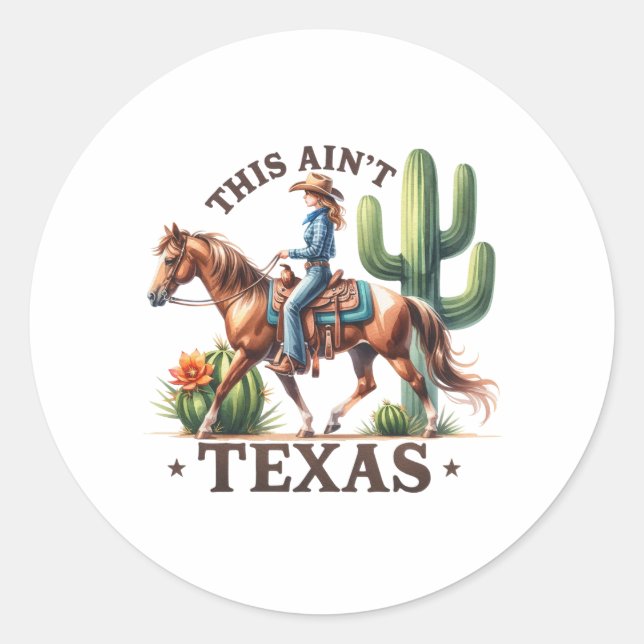 Das ist kein Texas Cowgirl Horse Runder Aufkleber (Vorderseite)