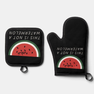 Das ist keine Wassermelone - Palästina-Wassermelon Ofenhandschuh & Topflappen-Set