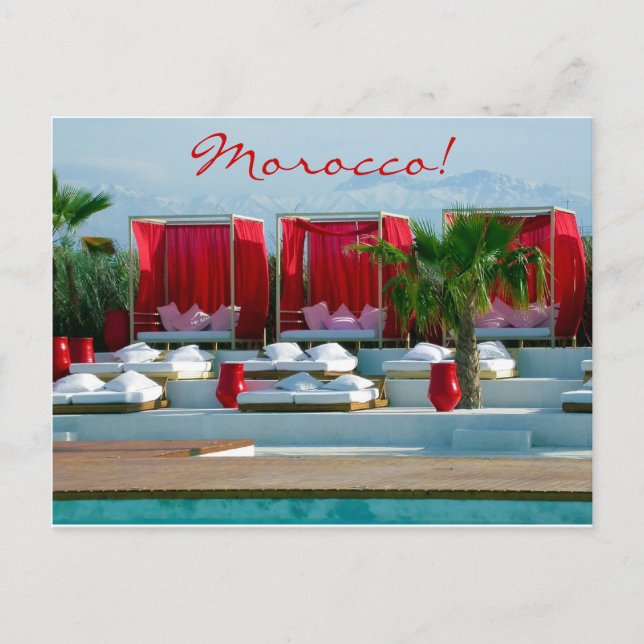 "Das ist Leben", Marokko Luxus-Pool Postkarte (Vorderseite)