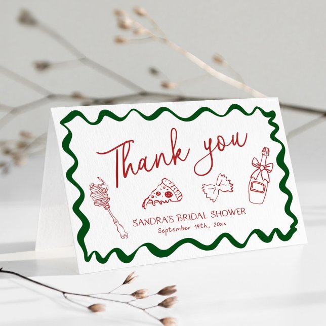 Das ist mehr italienische Liebe und Pizza-Brautpar Dankeskarte (That's amore italian bridal shower thank you card with love and pizza theme)