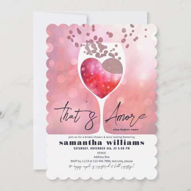 Das ist mehr italienischer Vino vor Vows Brautpart Einladung (Vorderseite)