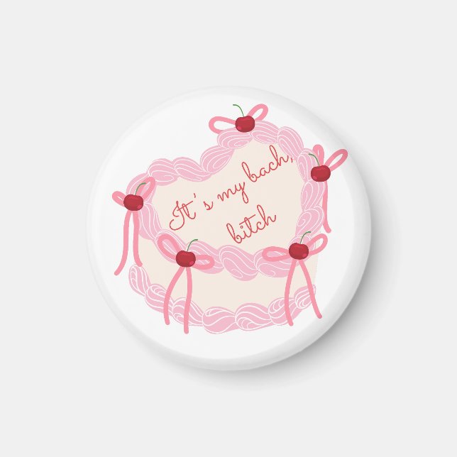 Das ist mein Bachelorette | Coquette Cake Brautpar Magnet (Vorne)