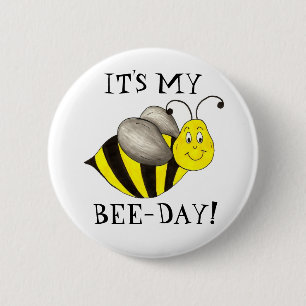 Das ist mein Bee Day Bumblebee Birthday Bday Girl  Button