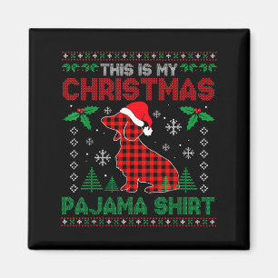 Das ist mein Dachshund-Hund Rot kariert Weihnachte Magnet