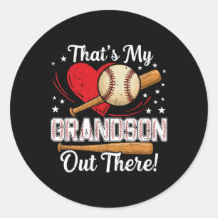 Das ist mein Enkel da draußen Baseball Grandma Bas Runder Aufkleber