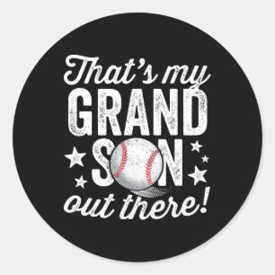 Das ist mein Enkel dort Baseball-Oma Runder Aufkleber