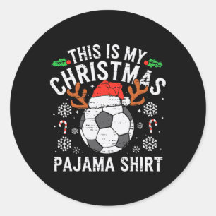 Das ist mein Fußball-Weihnachts-Pyjama-Shirt Sport Runder Aufkleber