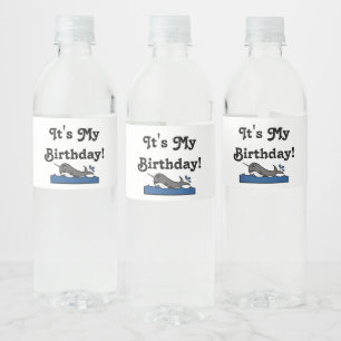 Das ist mein Geburtstag Narwhal Wasserflaschenetikett