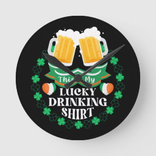 Das ist mein Glück beim Biertrinken am St. Patrick Runde Wanduhr
