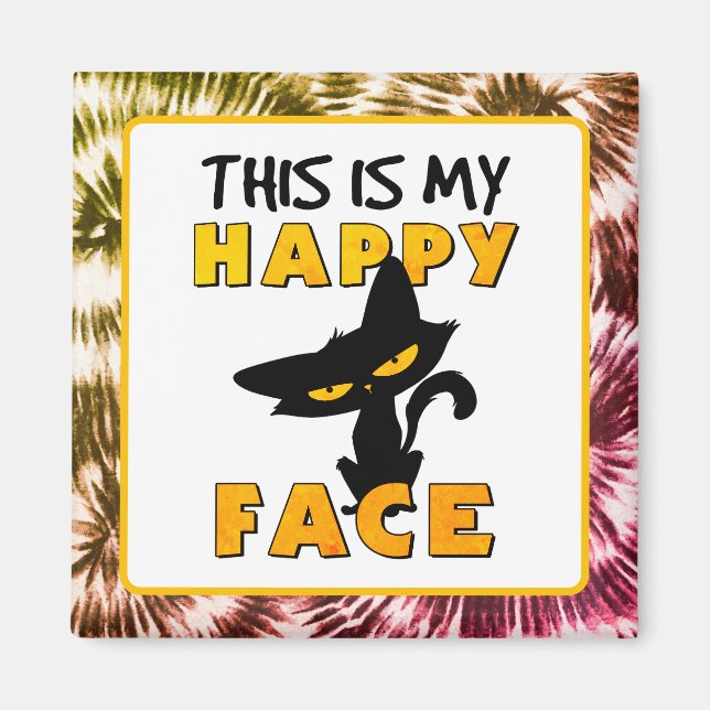 Das ist mein Happy Face Crazy Cat Cartoon Magnet (Vorne)